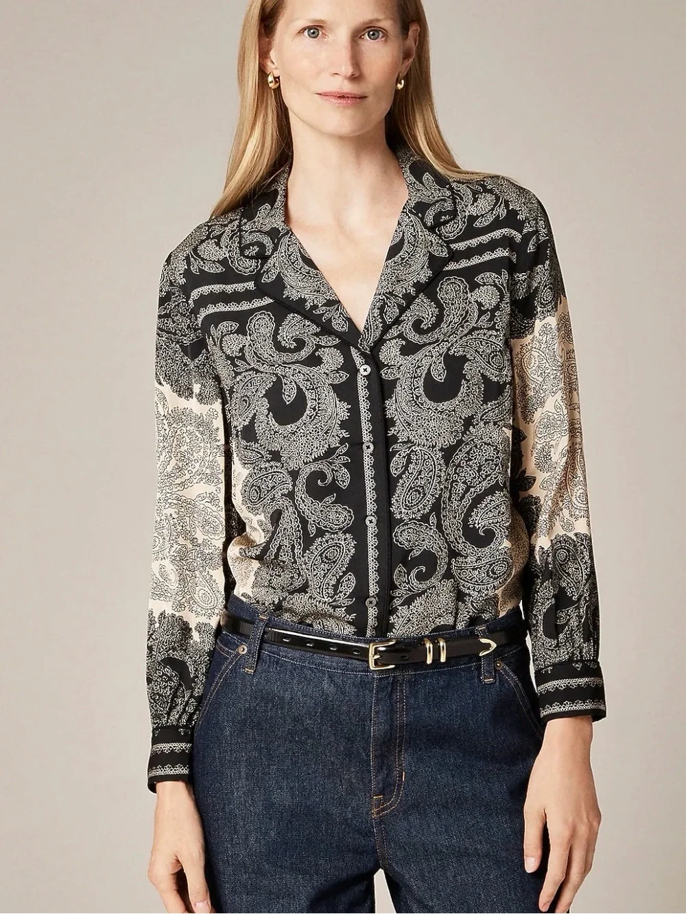J CREW SIZE M Drapey‎ camp-collar shirt in paisley Scarf print CP645 $145